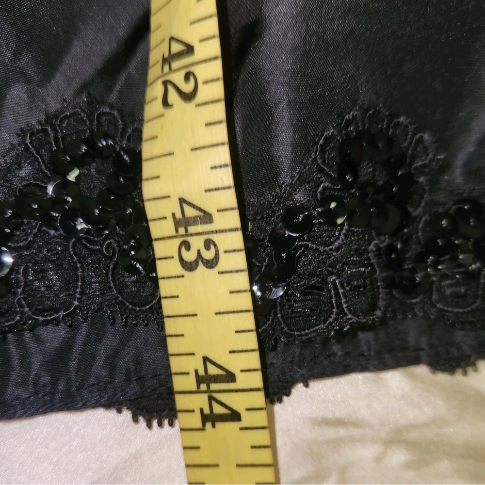 Vintage 80s Drop Waist Midi Dress Black Formal Sequin Flare Size M Halter - Picture 6 of 6